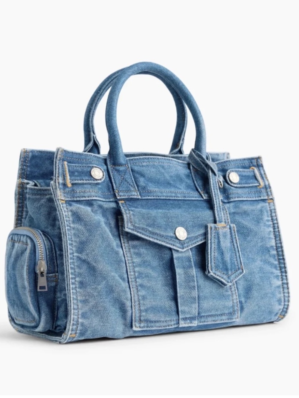 GAP Five Pocket Medium Size Denim Satchel Bag-NWT-Medium Wash - Picture 4 of 11